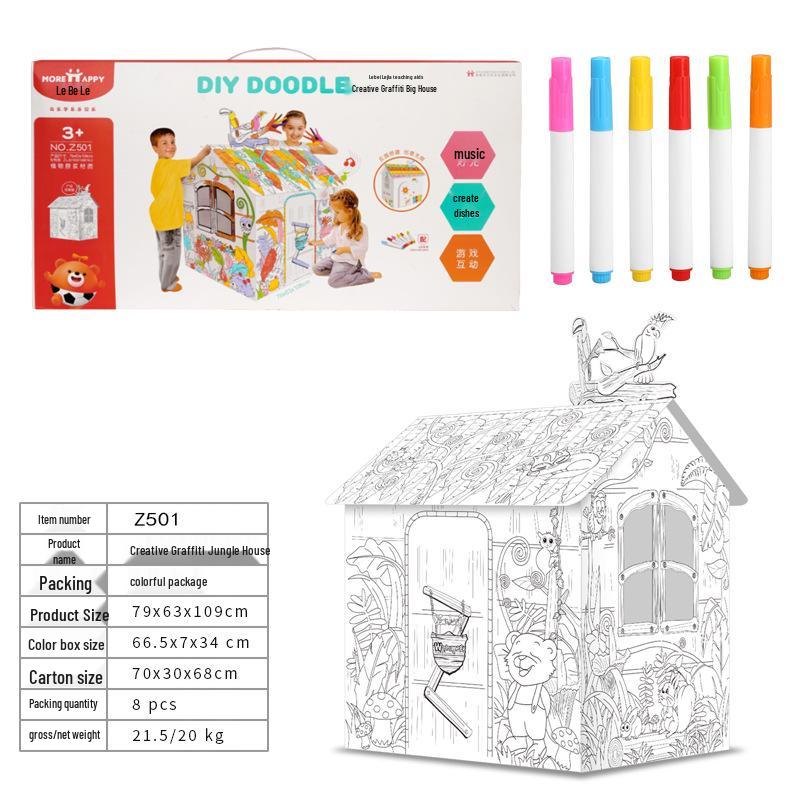 

Джунгли Граффити Картонный Дом Сделай Сам: 3D Раскраска для детей