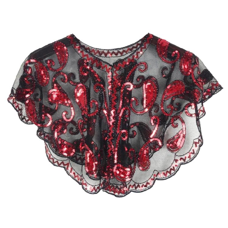Short Mesh Shawl For Formal Clothes Feature Secure Sequins Detail Soft Polyester Cover Up Easy To Fold And Carry