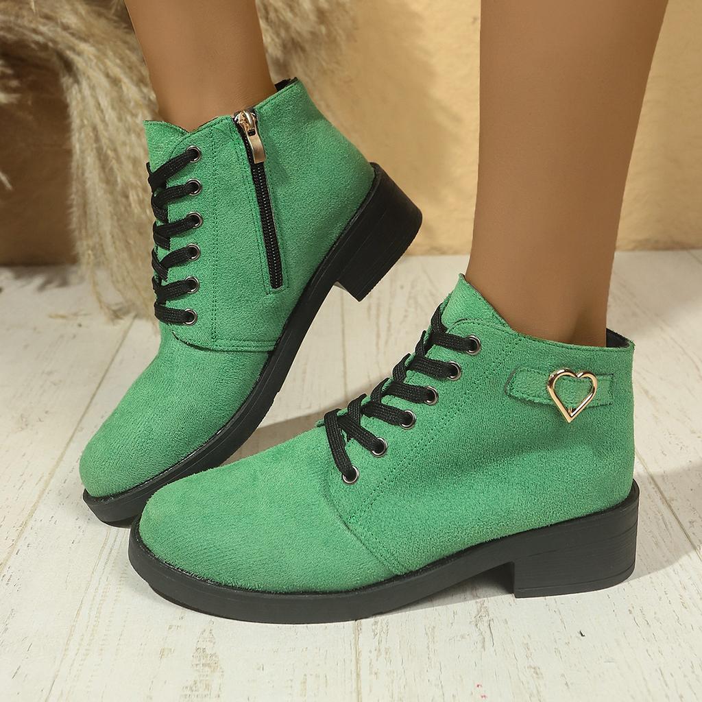 Large Size Block-heeled Boots for Women, New British-style Casual Fashion for Autumn/winter 2025, Versatile Lace-up Boots Women