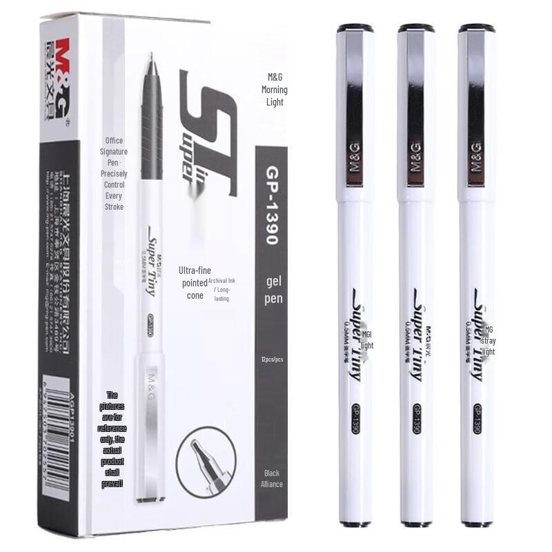 M&G GP1390 0.5mm Black Needle Tip Gel Pens, 24-Pack
