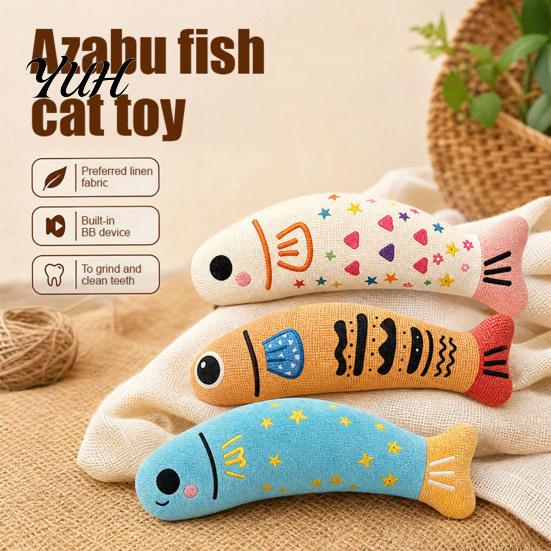 Bite Resistant Cat Fish Catnip Toy, Squeaky Linen Chew Safe Zipperless Kicker Kitten Toy for Indoor Cats Biting Kicking Boredom Relief Realistic Shape