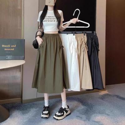 Women's Quick-Drying A-Line Midi Skirt - Summer High Waist, Slimming, Versatile, and Casual