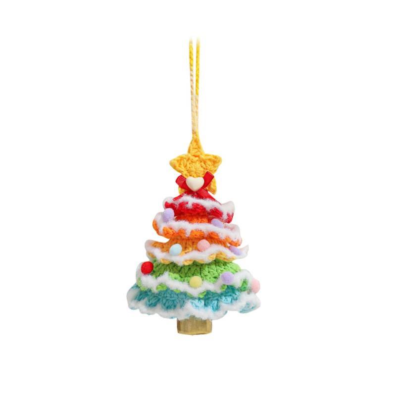Cross-border Plush & Yarn Crochet Christmas Ornaments, Small Tree Decor & Car Pendants
