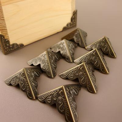 20pcs Printed Bag Corner Hardware, Retro Copper Metal Corner Protector, Wine Box Hinge Buckle Decorative Hardware Accessories