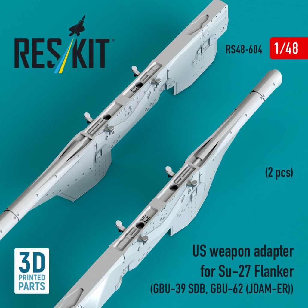 Reskit Small Guided Adapter Pylon Plastic Model Parts 1/48 Su-27 GBU-39 Bomb/GBU-62 JDAM-ER (2 pieces) RSK48-0604 (Airplane)