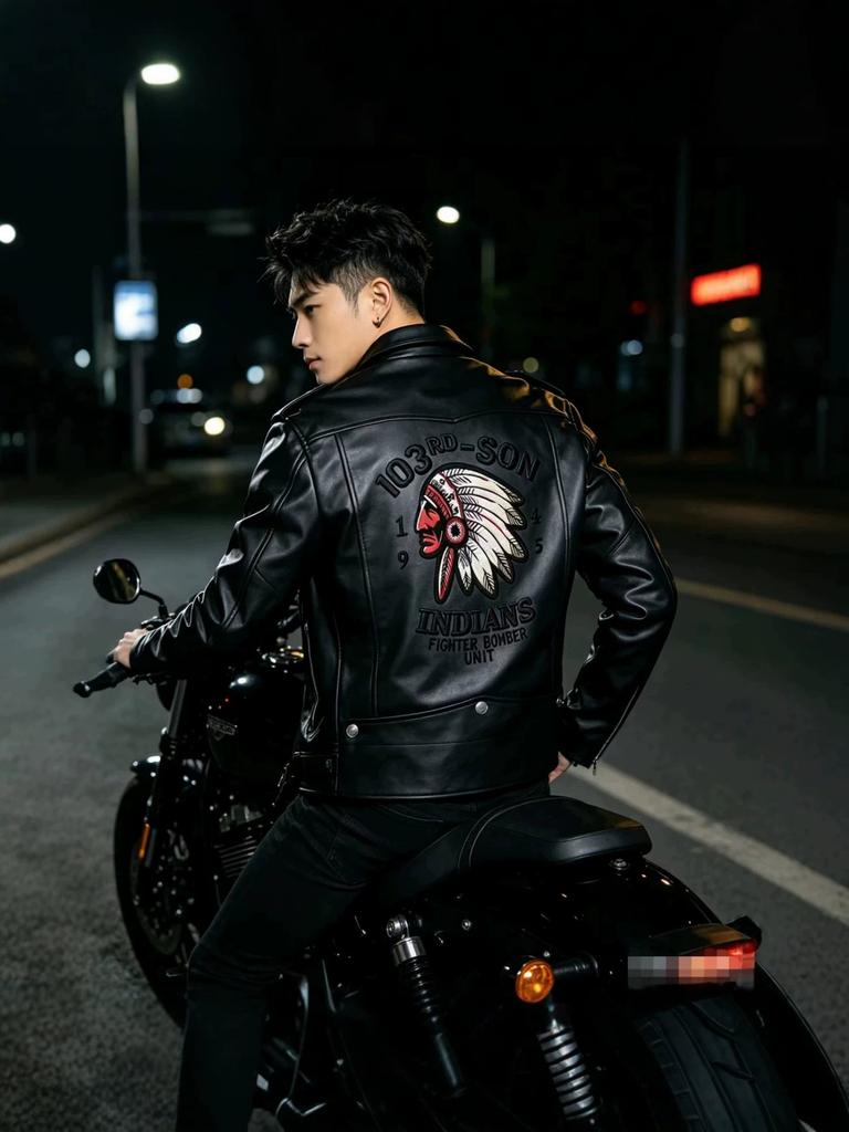 European size leather jacket men's thick autumn and winter coat men's new slim fit European and American trendy washing casual