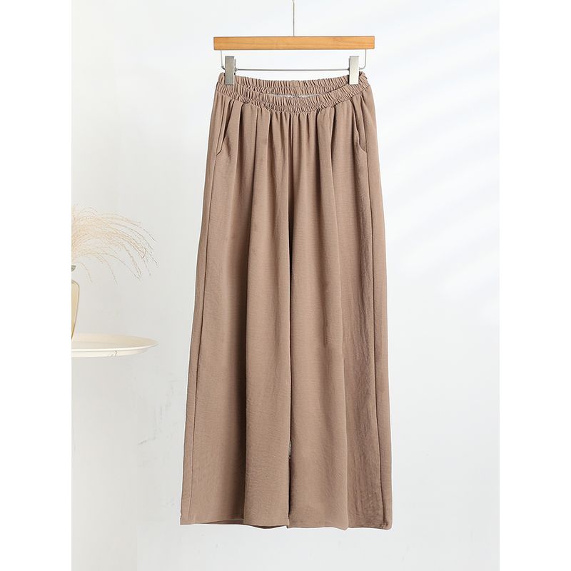 Cotton and Linen Casual Pants Women Summer Thin Straight Wide-Leg Pants Plus size Loose Sweat pants Solid All-Match Ice Silk Trousers