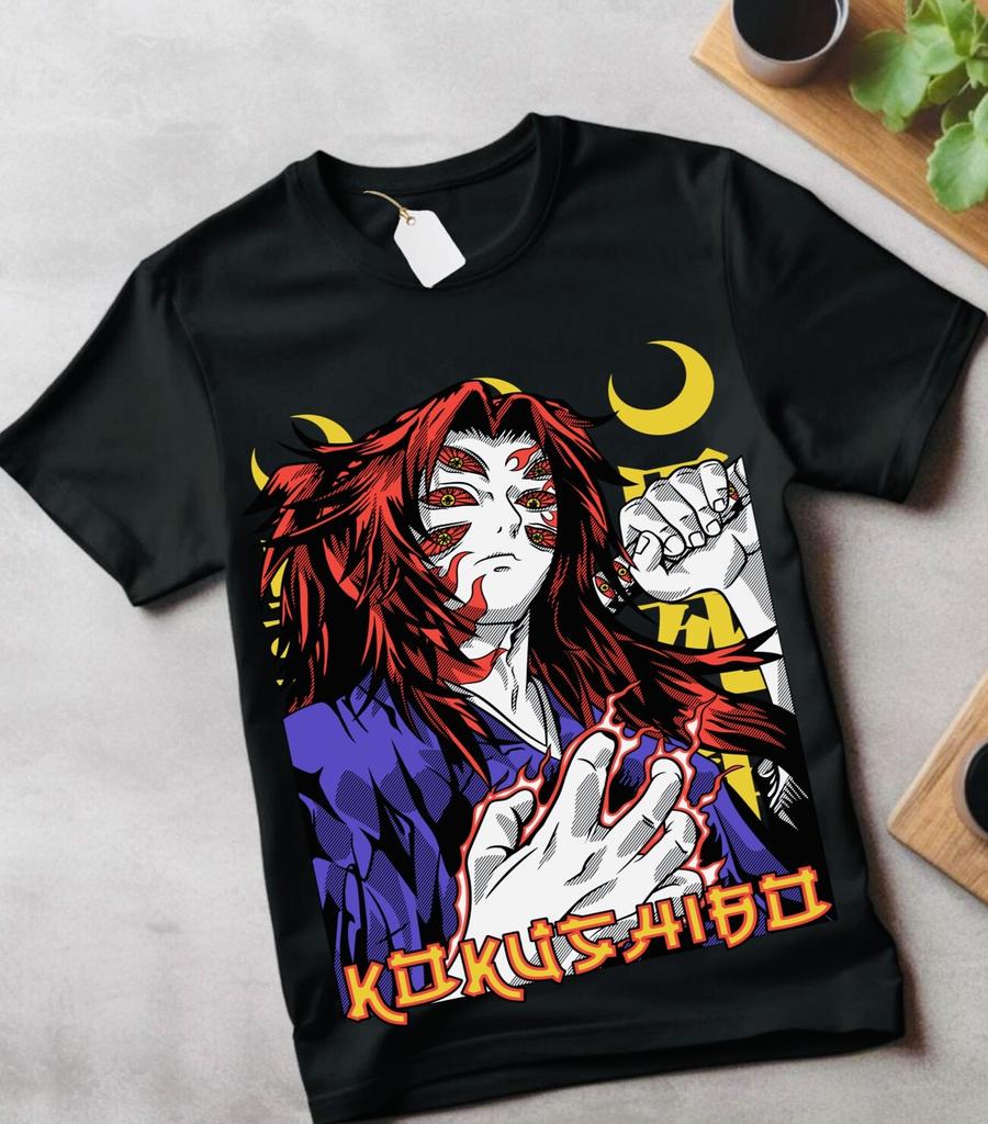 Kokushibo T-Shirt Demon Slayer Kimetsu No Yaiba Anime Manga Μαύρο Μπλουζάκι Όλα τα Μεγέθη