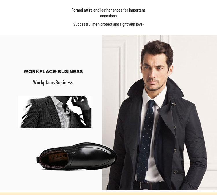 Men's Genuine Leather Slip-On Winter Shoes: Top Layer Cowhide, Warm Velvet Lining, Business Style