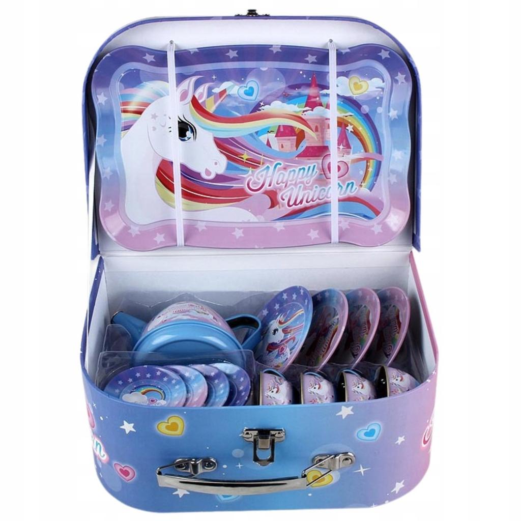 Metal Tea Set: Jug, Cups, Tray, Sweets, Suitcase