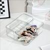 Transparent PET Mirror Cabinet with Compartment Drawers - Stackable Desktop Cosmetics Organizer.