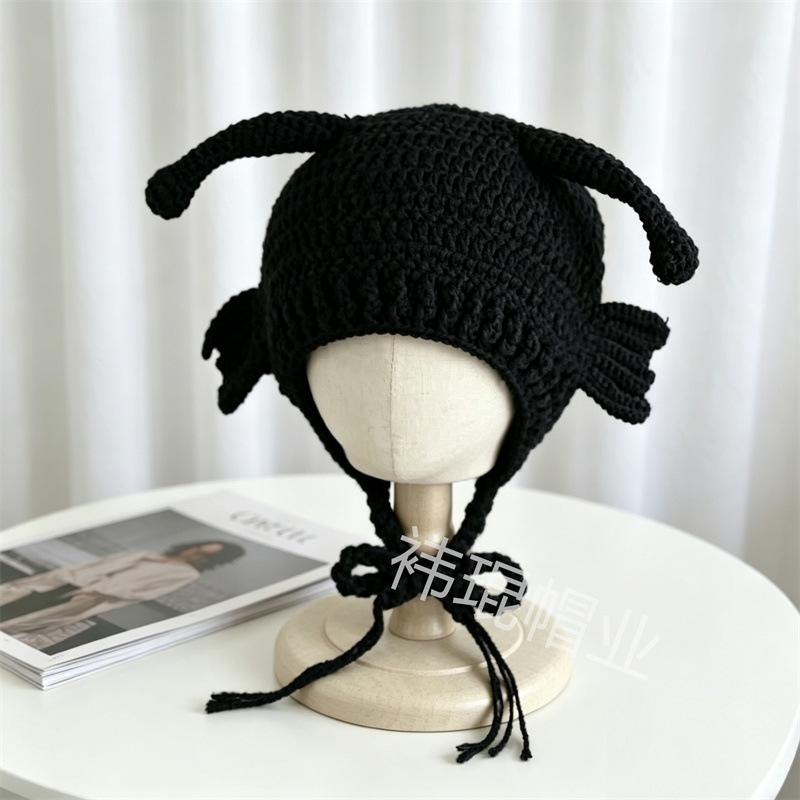 Autumn and Winter New Funny Cartoon Cute Wool Hat Warm Knitted Pullover Hat Handmade Crochet Hat