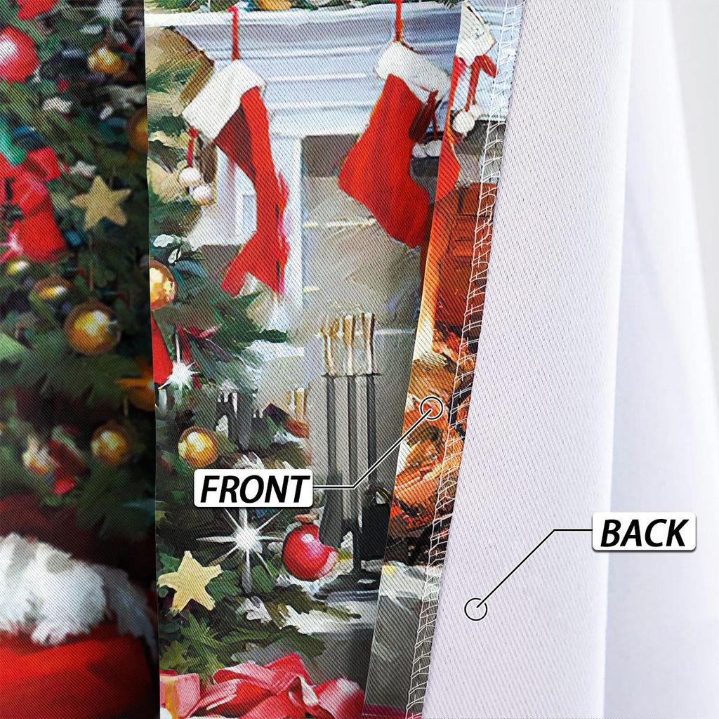 Custom High-Precision Blackout Silk Christmas Curtains with Grommet/Rod Pocket