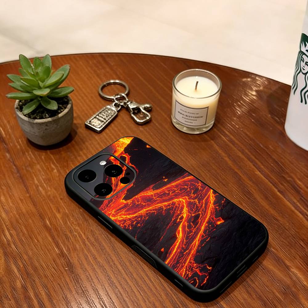 

Lava Eruption Phone Case For iPhone 17,16,15,14,13,12,11 Plus,Pro Max,XS,Soft Silicone Black Cover iPhone13Pro