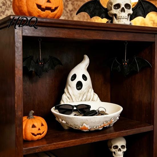 Cute Halloween Decor for Entrance Ghost Jewelry Dish Durable Resin Storage Bowl Decorative Fall Resistant Holder Retro Figurine Tray Rings