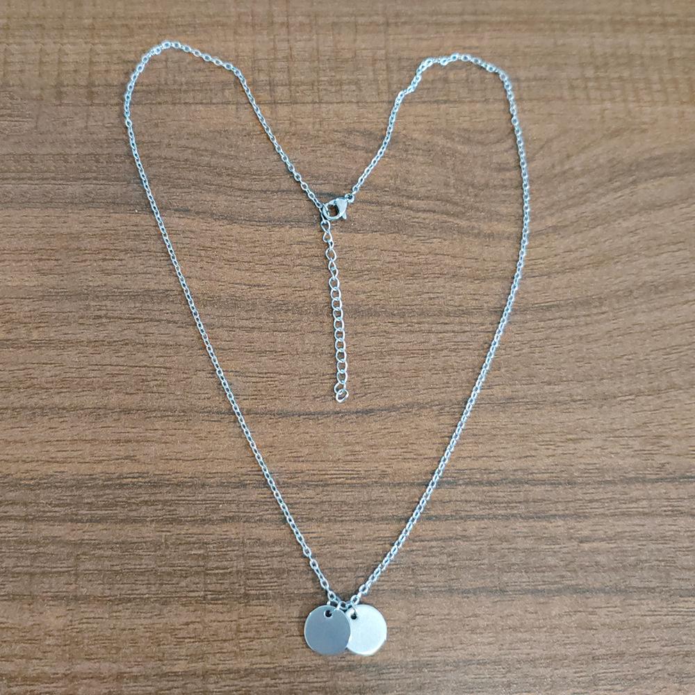 18K Gold-Plated Mini Round Pendant Necklace with Etched Stainless Steel Disc