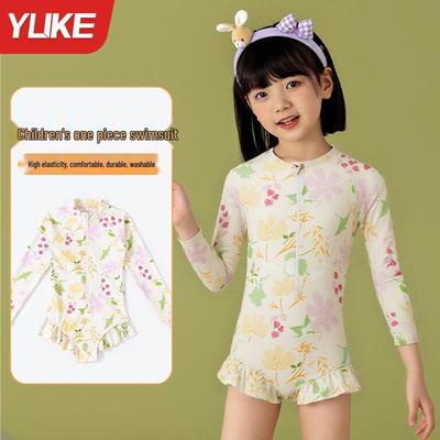 Girls' Sun Protection Long Sleeve One-Piece Swimsuit 2025 - Professional Training Swimwear