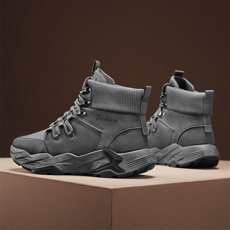 Herbst Winter Mode Herren Tooling Stiefel Lässig Outdoor Arbeitsschuhe High Tops Herrenstiefel Strapazierfähiges Herrenschuhwerk Wandern Neu