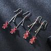 Simple Ruby Geometric Bear Earrings: Cute Diamond-Inlaid Studs, Girlish Niche Jewelry