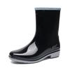 Fashion Medium Tube Rain Shoes Women's Pvc Non-slip Rain Boots Women's Water Shoes New Rubber Shoes Water Boots Kitchen Overshoes