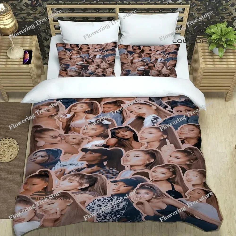 Ensembles de literie imprimés de la chanteuse Ariana Grande Ensemble exquis de fournitures de lit Housse de couette Ensemble couette Ensemble de literie Cadeau d'anniversaire de luxe