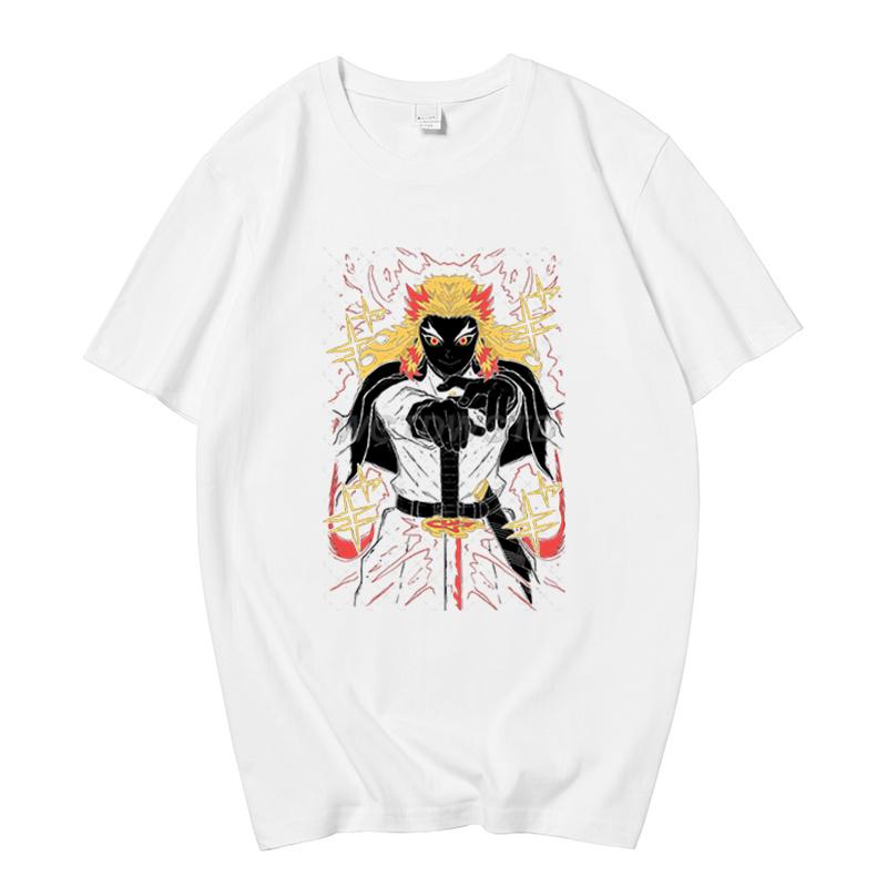 Rengoku Kyoujurou T-shirts Anime T-shirt Cotton Summer Short Sleeve Oversized T-shirts Funny Streetwear Unisex