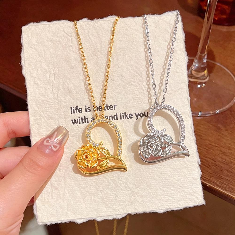European and American Irregular Heart Pendant Rose Necklace - Valentine’s Day & Qixi Festival Gift for Women