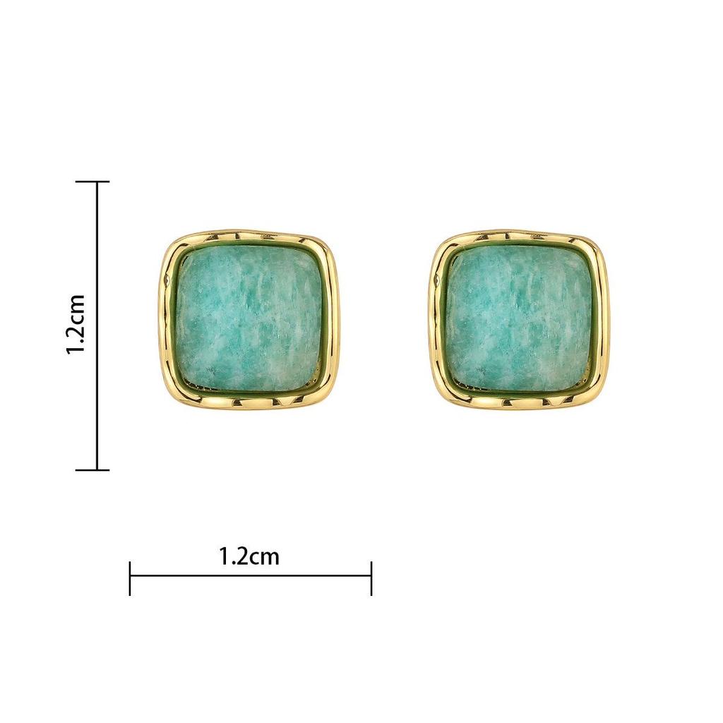 French Natural Stone Earrings & Necklace Set - Chic Sugar Cube Design