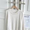 New Arrivals Open Run Women Solid Pearl Lace Round Neck Knit