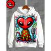 Felpa con Cappuccio Stampa 3D Alieno UFO Moda Donna Felpe Gatto Felpa Casual Cappotto Harajuku Abbigliamento Unisex Uomo Felpa con Cappuccio