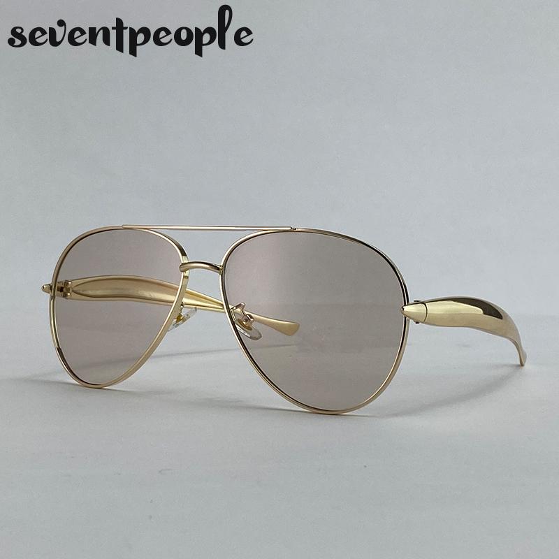 Oversized Pilot Sunglasses Women  Luxury Brand Vintage Oval Punk Sun Glasses  For Ladies Retro Steampunk Double Beam Eyewear