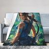 Tomb-Raider Lara Croft Velvet Throw Fashion Blankets Survival Video Game for Home Knitted Fashion Blanket Car Thin Multi-function