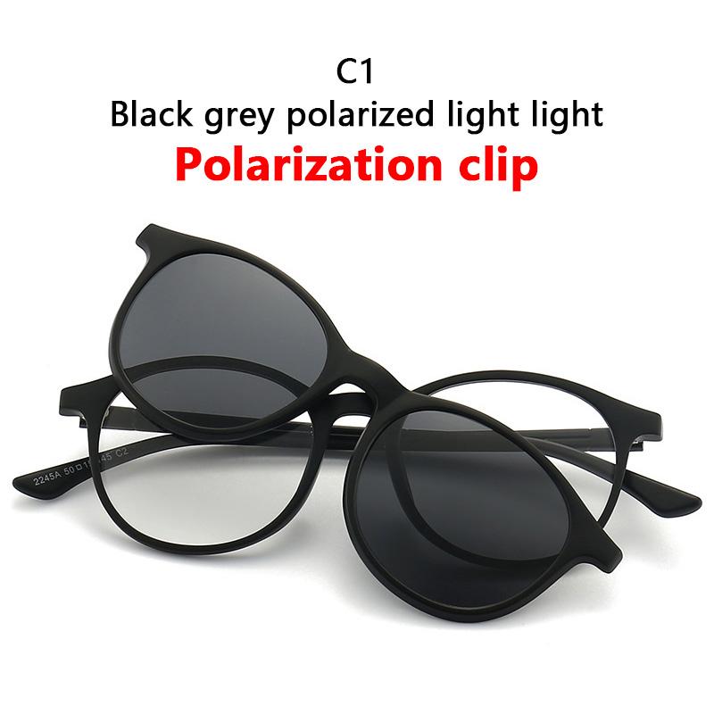 2 In 1 Magnetic Polarized Sunglasses Soft Transparent Color Frame Clear Lens Sun Glasses Classic Vintage Sunshades