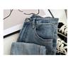 Women's High Waist American-Style Retro Flared Jeans - Elastic Slim Straight Horseshoe Trousers with Raw Edge Finish