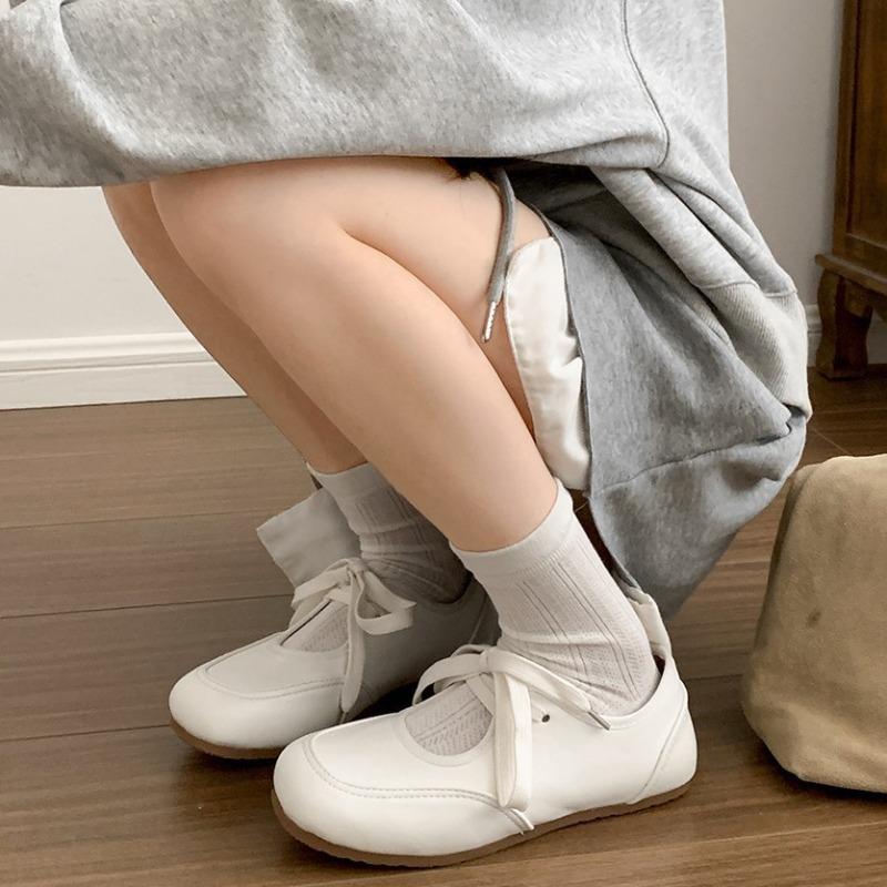 

Retro Flat Single Shoes New Shallow Shoes 35 білий