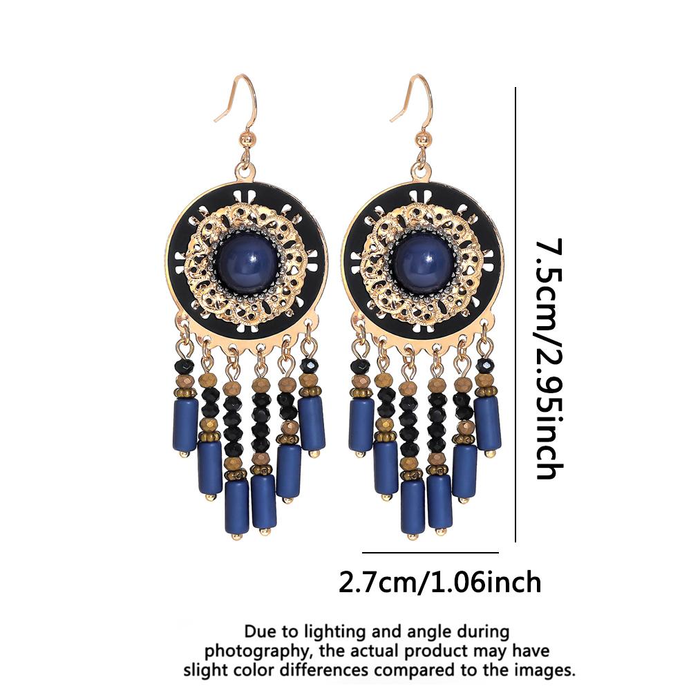 1 Pair Vintage Dangle Earrings for Women Court Style Artificial Zircon Inlay Tassel Earrings Daily Wear Party Decors Versatile
