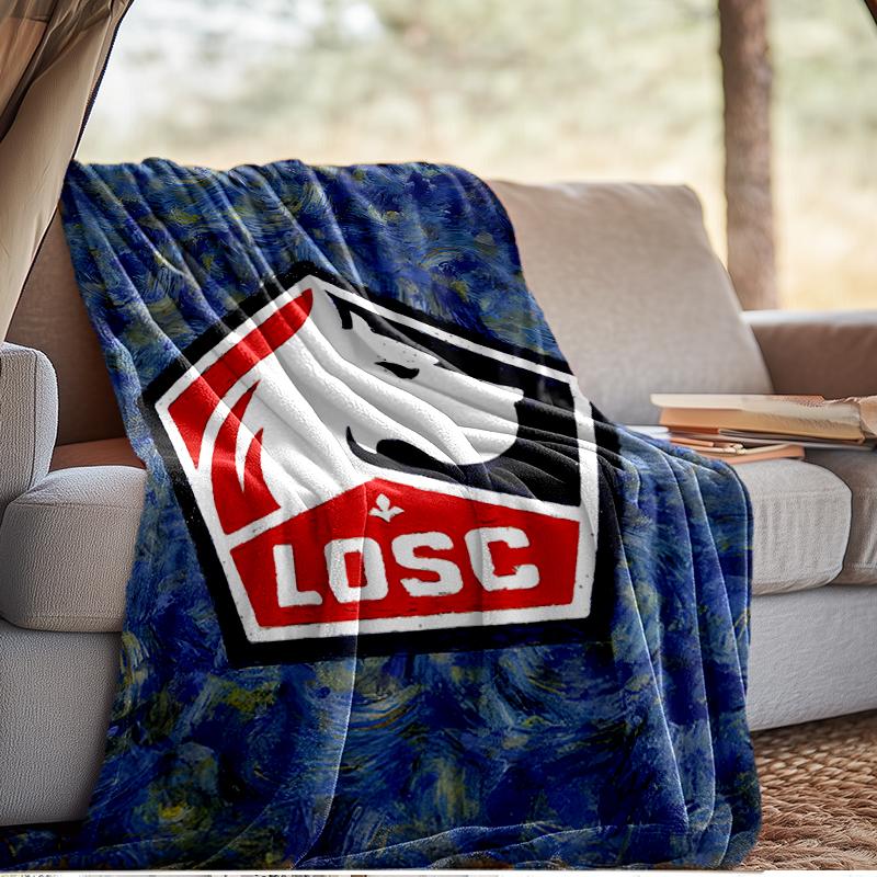 Lille Football Club Emblem Blanket Lightweight Ideal Bedding Blanket Perfect for Travel, Camping, Living Rooms, Offices, Sofas, Fan Christmas Gift
