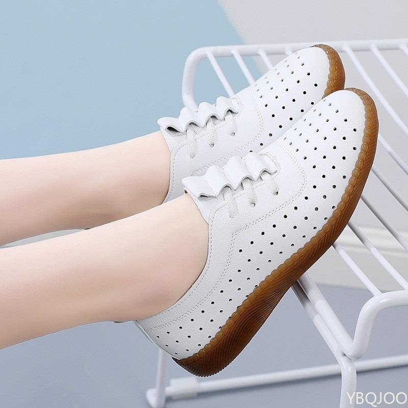 Fashion Spring New Flat Shoes Versatile Soft Soled Comfortable Casual Leather Shoes for Women Breathable Fashion Single Shoes