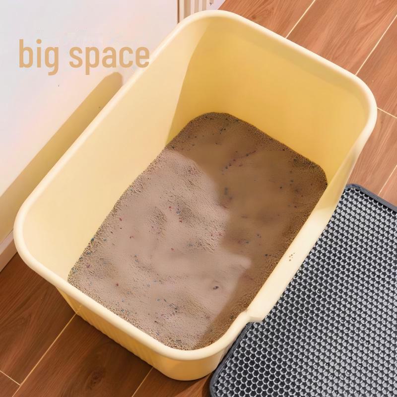 Extra-Large Splash-Proof Open Cat Litter Box for Kittens and Fat Cats