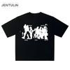 Hip Hop Herren Streetwear Schatten Grafik T-Shirt Harajuku Lässig Schwarzes T-Shirt 2024 Sommer Baumwoll-T-Shirt Kurzarm Kleidung Oberteile