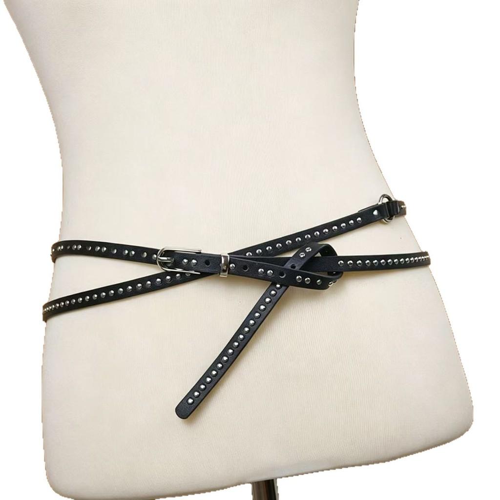 No Brand Punk Metal Buckle Belt With Rivets For Streetwear And Outdoor Style