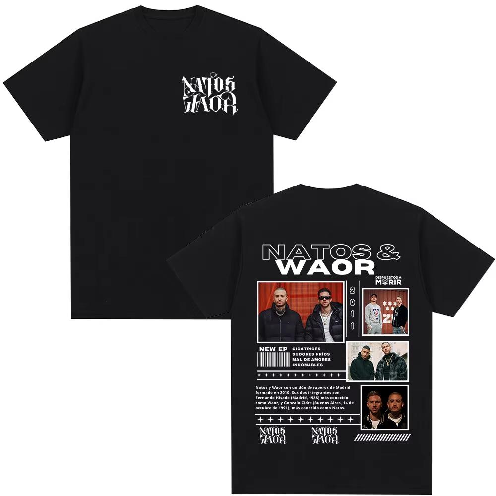 

Natos y Waor 100cotton Unisexs shirt Summer oversized album graphics shirts Womens Y2k Hip Hop Short Sleeve streetwear Tshirt S