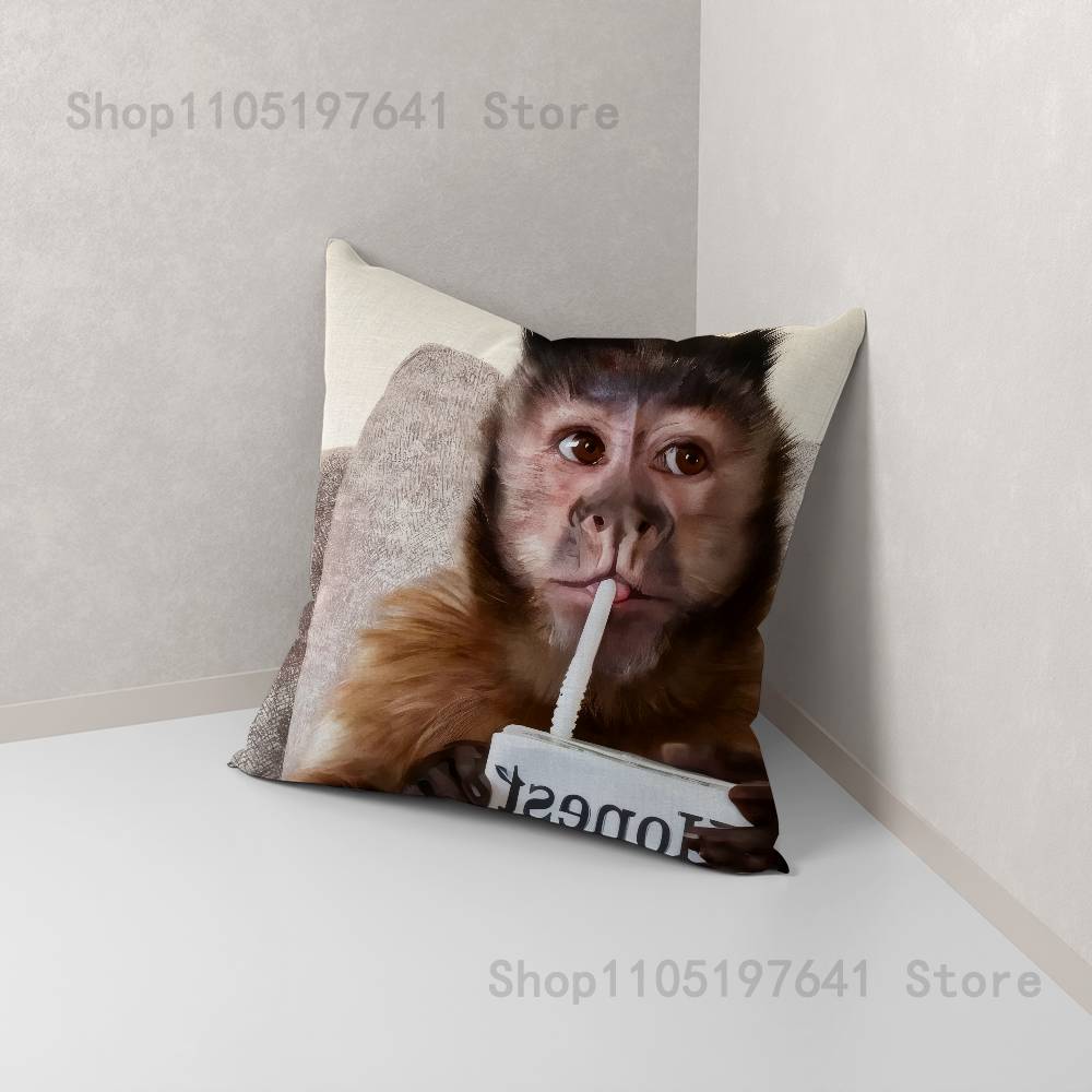 Funny Cute Monkey Emoji Pillow Case For Sofa Decor Car Office Room Printing Cushion Cover Decorations and Protector