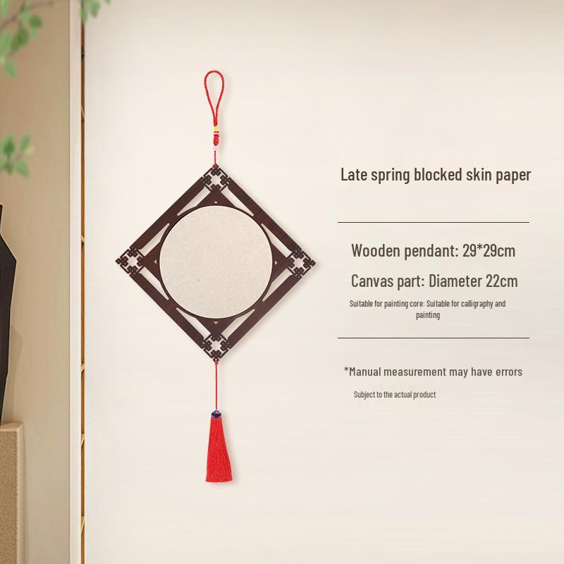 2026 New Chinese Style Fu Character Wooden Pendant with Blank Calligraphy Xuan Paper