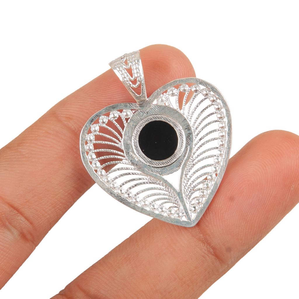 Black Tourmaline Gemstone 925 Sterling Silver Jewelry Handmade Pendant For Mom CP-15-25