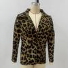Spring Autumn Long Sleeve Single Breasted Jacket Fashion Leopard Commuter Coat Temperament Turn Down Collar Collar Suit