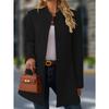 Women S Casual Stand Collar Mid Length Woolen Coat For Daily Wear