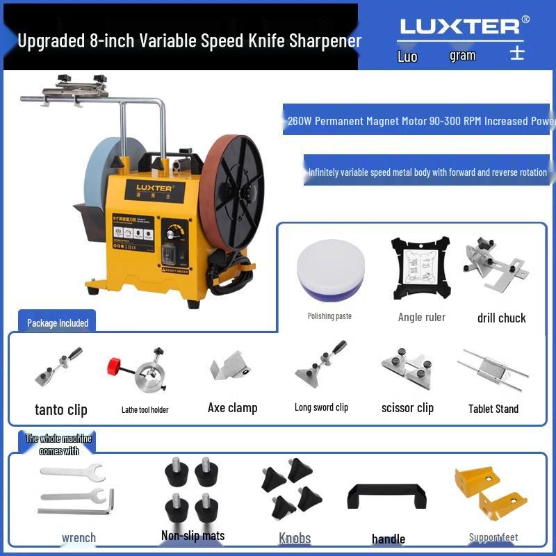 LUXTER Variable Speed Electric Knife Sharpener, 8/10-inch Water-Cooled Grinding Wheel.