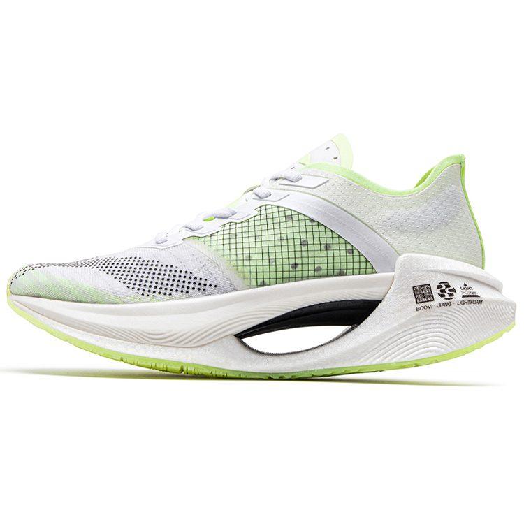 Li Ning Shadow Essential Fabric Cushioning Slip Resistant Abrasion Resistant Low top Running Shoes Men's White Green ARHQ247-3