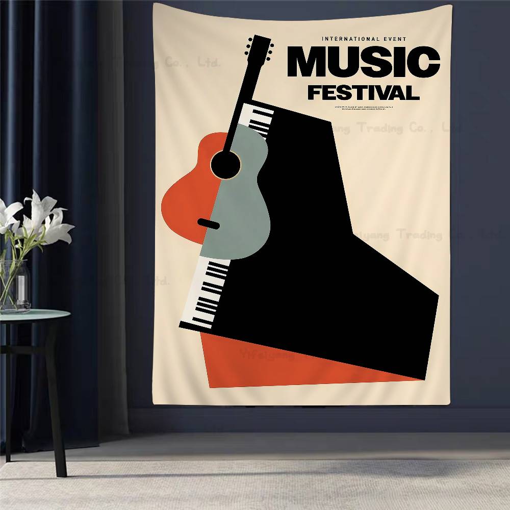 Abstract Jazz Festival Record Machine Music Symbol Art Anime Tapestry Hanging Tarot Hippie Wall Rugs Dorm Home Decor
